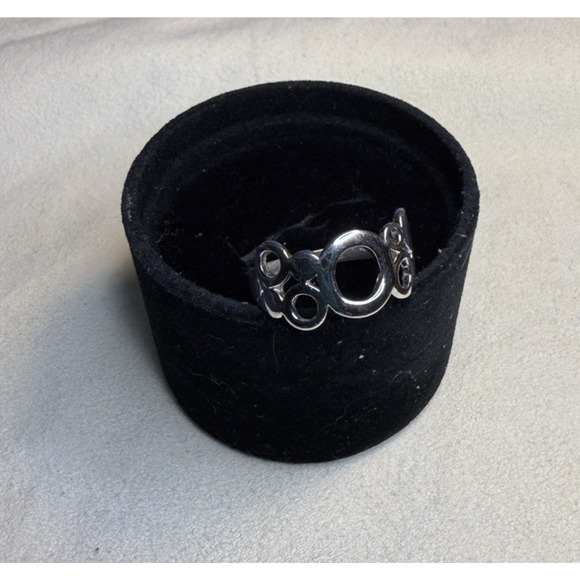 Vintage Sterling Silver Ring Open Circles GR Mark Size 8 Artisan Band 925 - Picture 6 of 16